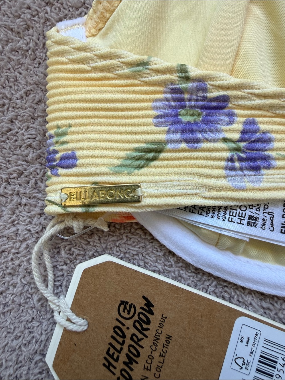 NEW - Billabong - Kismet Georgia Ribbed Underwire Bikini Swim Bra - YELLOW - Picture 6 of 8
